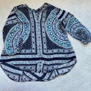 Lucky Brand Flowy button up with 3/4 length sleeves